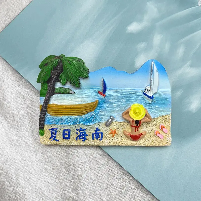 China's Summer Hainan Beach Scenery High-Value Cultural and Magnetic Refrigerator Magnets Travel Souvenirs Decorative I