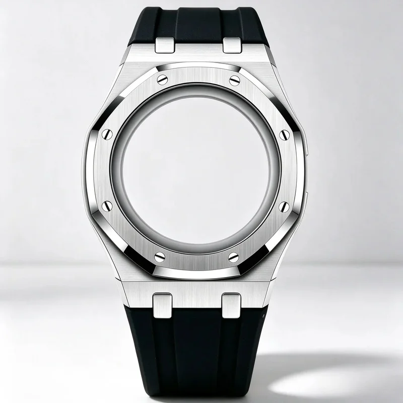 for Swatch Royal POP Stainless Steel Case with Rubber & Steel Strap Pocket Watch to Wristwatch Mod Conversion Kit