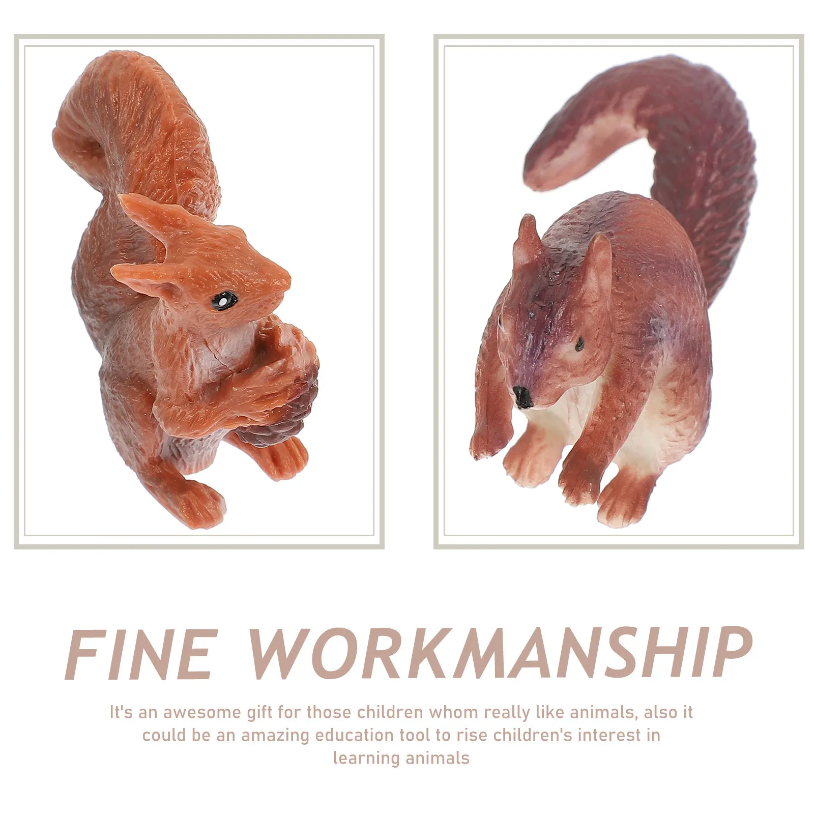 

2Pcs Wild Animal Squirrel Figure Miniature Lovely Desktop Decor Kids Learning Prop Garden Landscape Ornament Simulation Animal