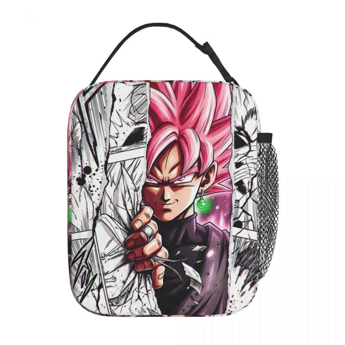 Bolsa Térmica para Almuerzo DBZ Zamasu Goku Rosa Contenedor para el almuerzo, tipo bolsa, a prueba de fugas, con diseño de cómic, para hombres y mujeres