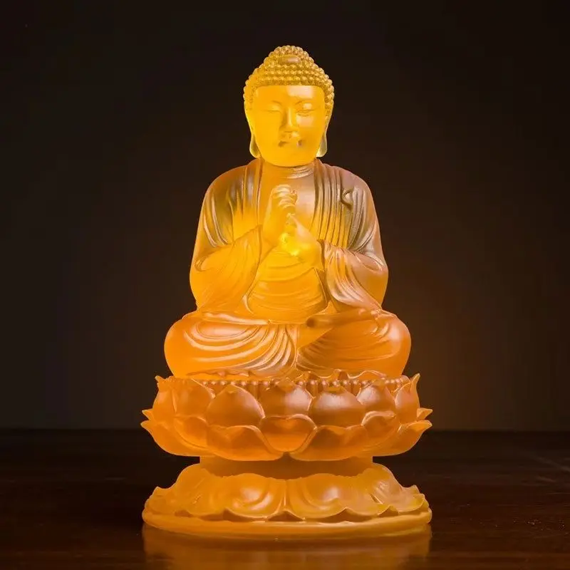 Water Glass Buddha Statue Ornaments Natal Zodiac Family Home Hall Offerings