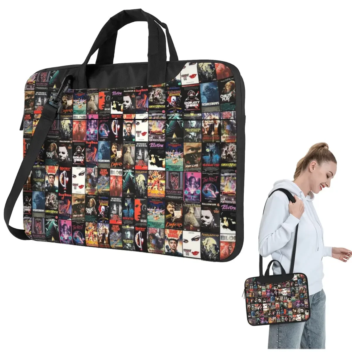 RETRO HORROR VHS ARTWORK - 1988 Crossbody Laptop Bag Case Computer Bag Resistant Protective Notebook Pouch for Lenovo