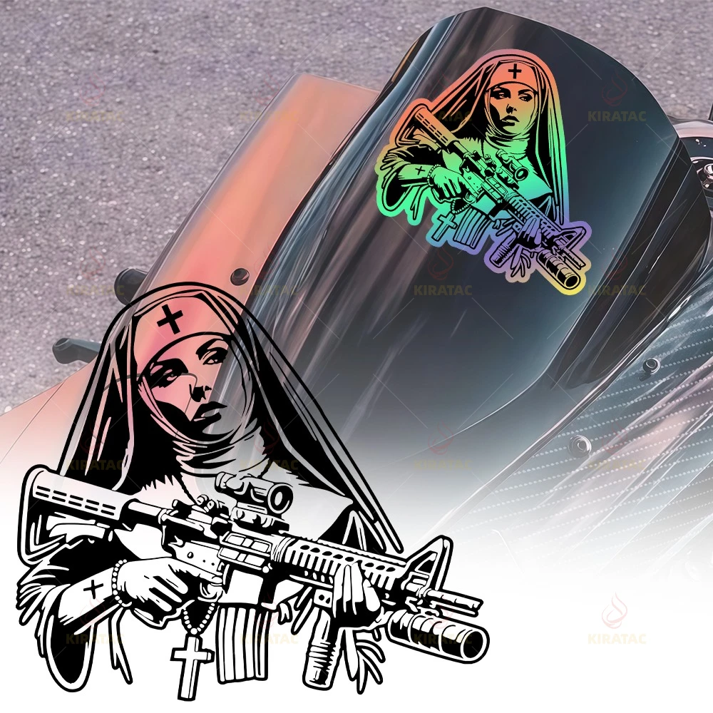 

1PC Cool Nun Motocycle Stickers Waterproof for DIY Fairing Fuel Tank Tailbox Car Rear Windshield Body Universal Vinyl Decals