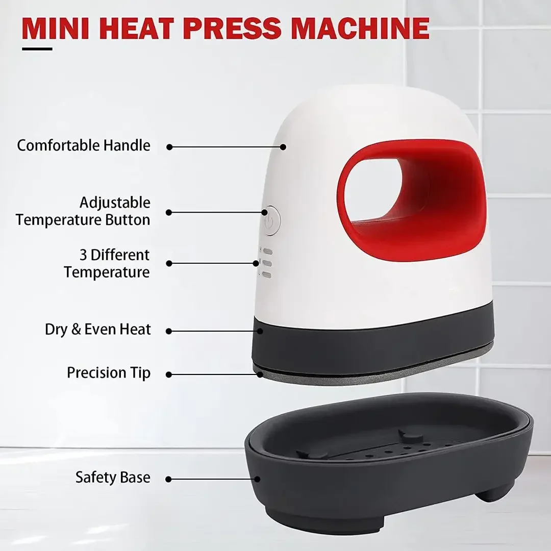 Portable Mini Iron Heat Press Machine Short Sleeve DIY Label Hot Stamping Machine T-Shirt Printing Heating Transfer DIY Crafts