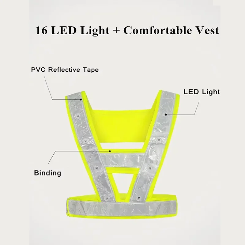 Rechargeable Battery Led PVC Reflective Safety Belt Vest Multifunction Hi Vis Construction Work Led Safety Belt