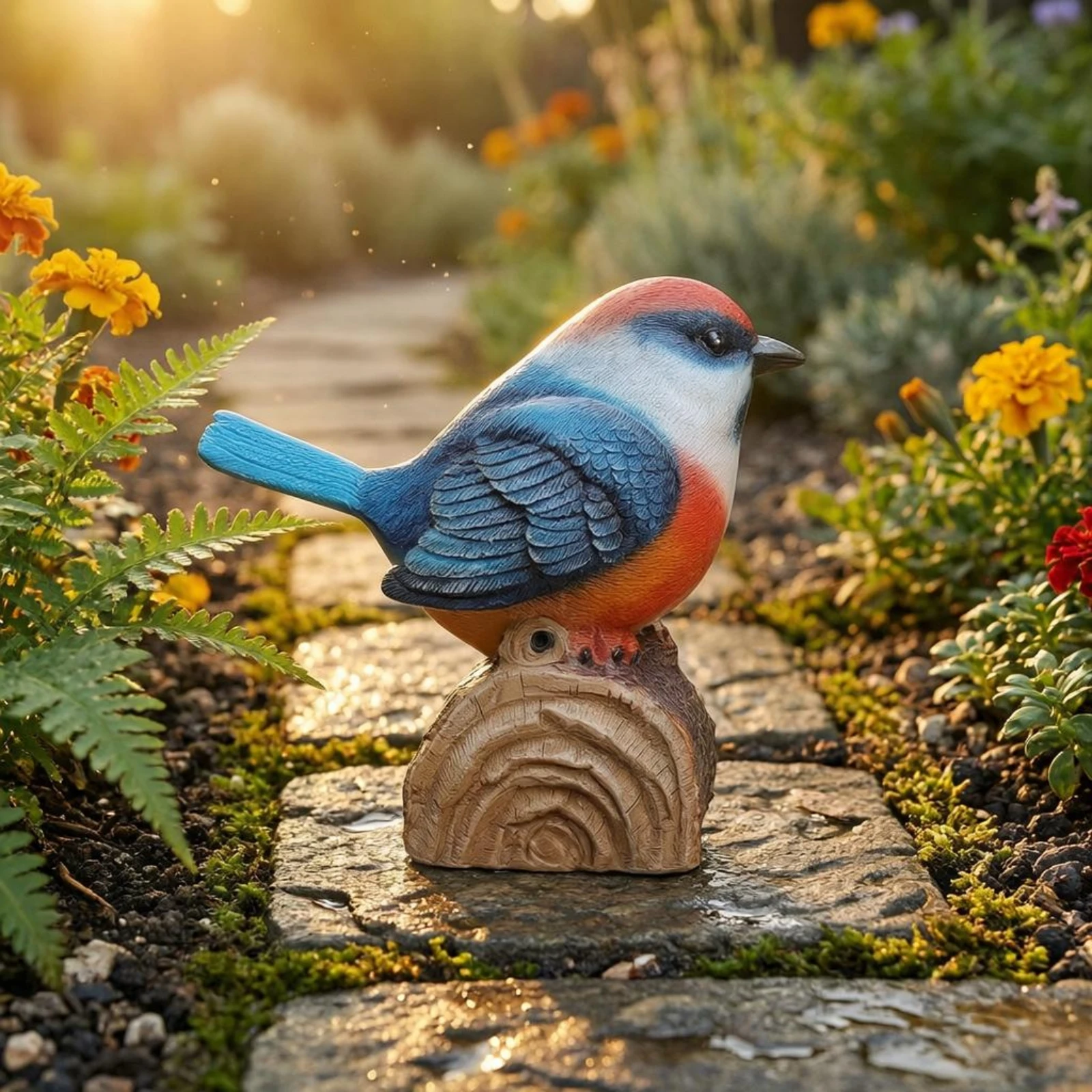 Sound-Activated Bird Ornament Lightweight Resin Bird Ornament Garden Decoration Lifelike Seasonal Decor Artisanal Look