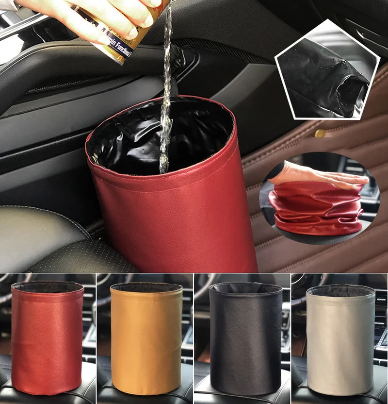 Foldable Car Garbage Storage Can Waterproof Hanging Litter Bag Auto Interior Waste Container Folding Rubbish Bin Organizer