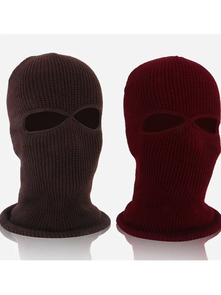 AliExpress 1PC Winter Knit Cap Warm Soft 2 Holes Full Face Ski Hat Hood Motorcycle Helmet Army Tactical Hat Fashion Women Men