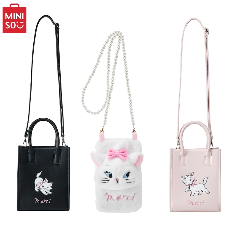 Kawaii Disney Marie Cat Tote Bag Cartoon Grils Crossbody Shoulder Bags Anime Plush Satchel Mobile Phone Bag Cute Handbags Gift