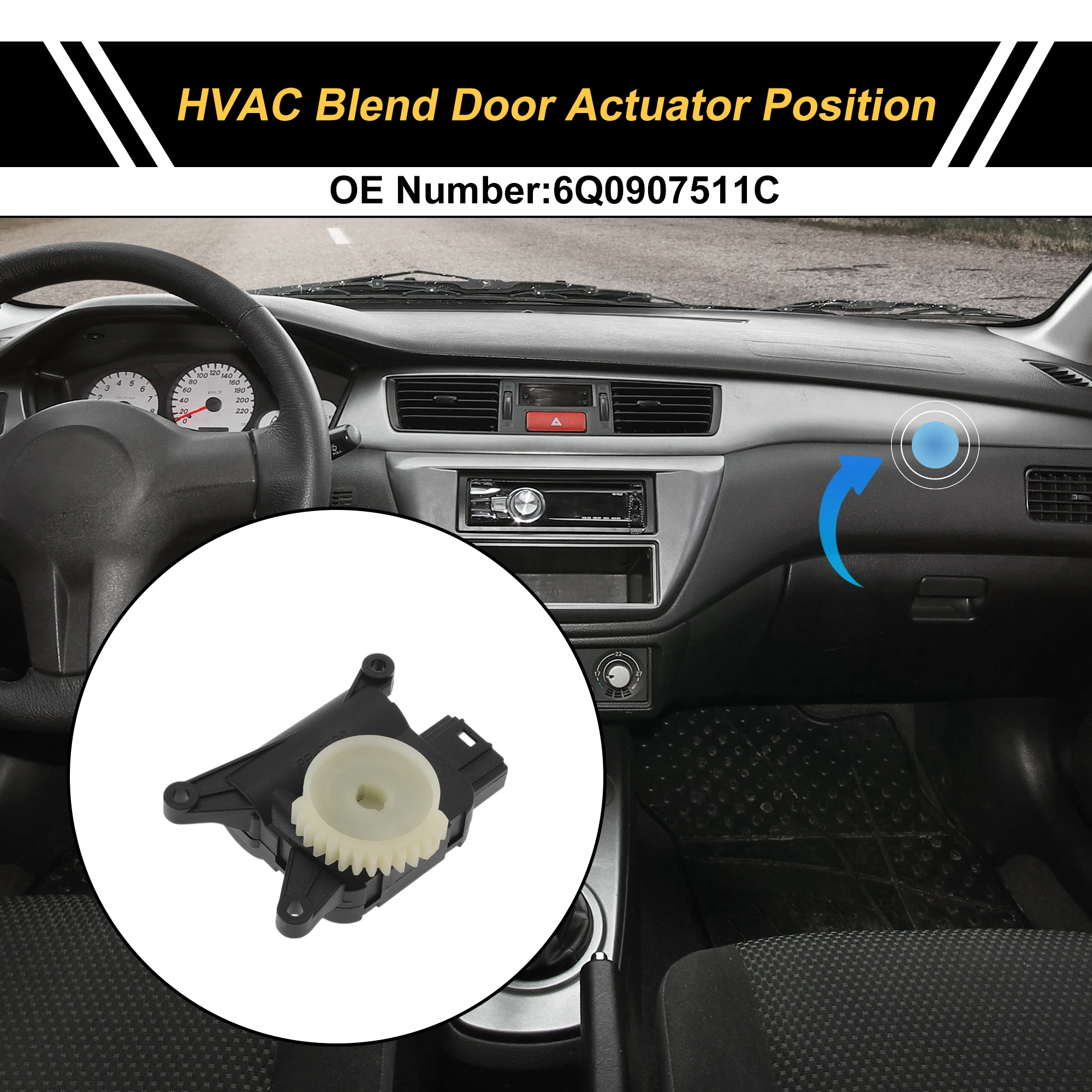 UXCELL HVAC Heater Blend Door Actuator for Volkswagen Polo 2007-2012 No.6Q0907511C