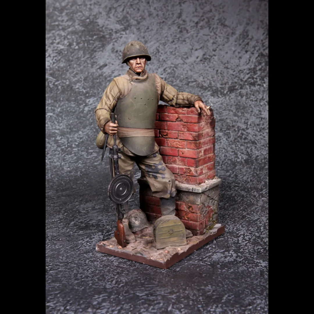 1/35 Resin Soldier Unpainted Model Kit, Assault Engineer Brigade Machine Gunner,(with wall) unassembled and unpainted GK,858R