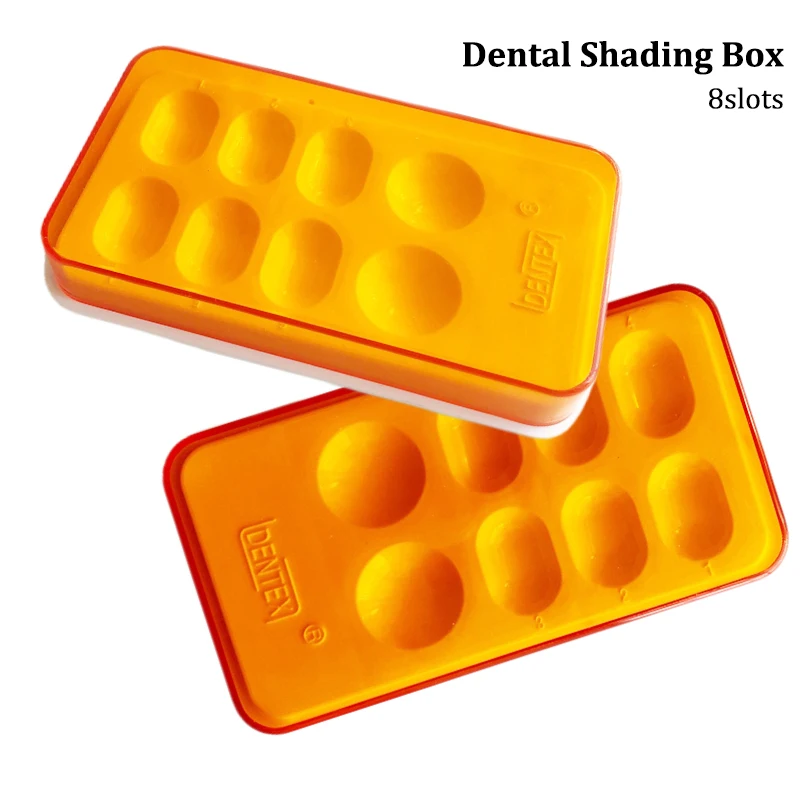 

2pcs Dental Resin MIxing Shade Box Dental Light Storage Palette with Cover 8 Slots Dentistry Veneer Shading Box Organizer Tools