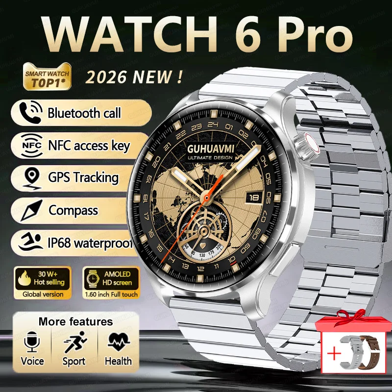 2026 Nieuwe GPS SmartWatch BluetoothCall IP68 Waterdicht AMOLED Scherm Aangepaste AOD Wijzerplaat Sport Smartwatch Mannen Vrouwen Android iOS