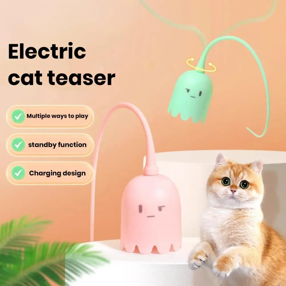 Cat Toy Electric Swirling Tail Cat Teaser Wand Mood-boosting Toy for Preventing Boredom Entertaining Cats Swirling Tail Cat Toy