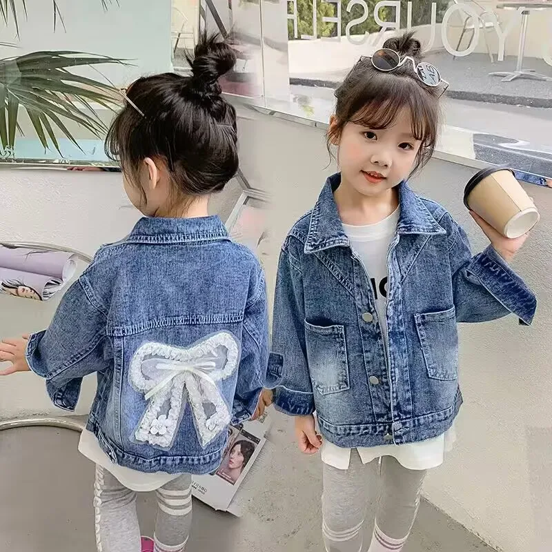 Cappotto di jeans per neonate primavera e autunno 2024 nuova giacca di jeans Casual moda per bambini coreani Top per bambini