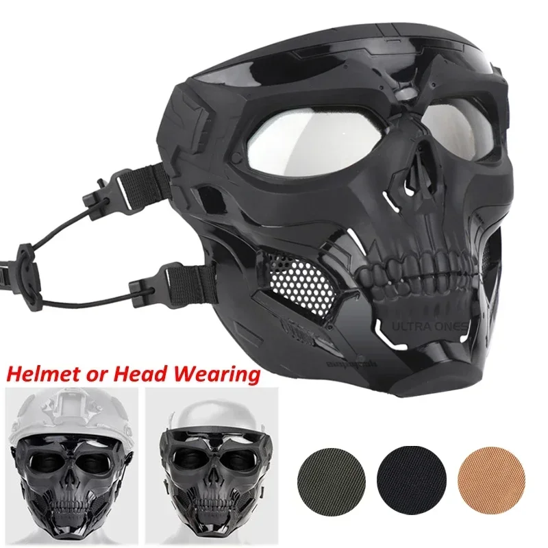 

Tactical Full Face Mask Airsoft Skull Skeleton Masks with Lens - Impact Resistant for Halloween Paintball Movie Props Party