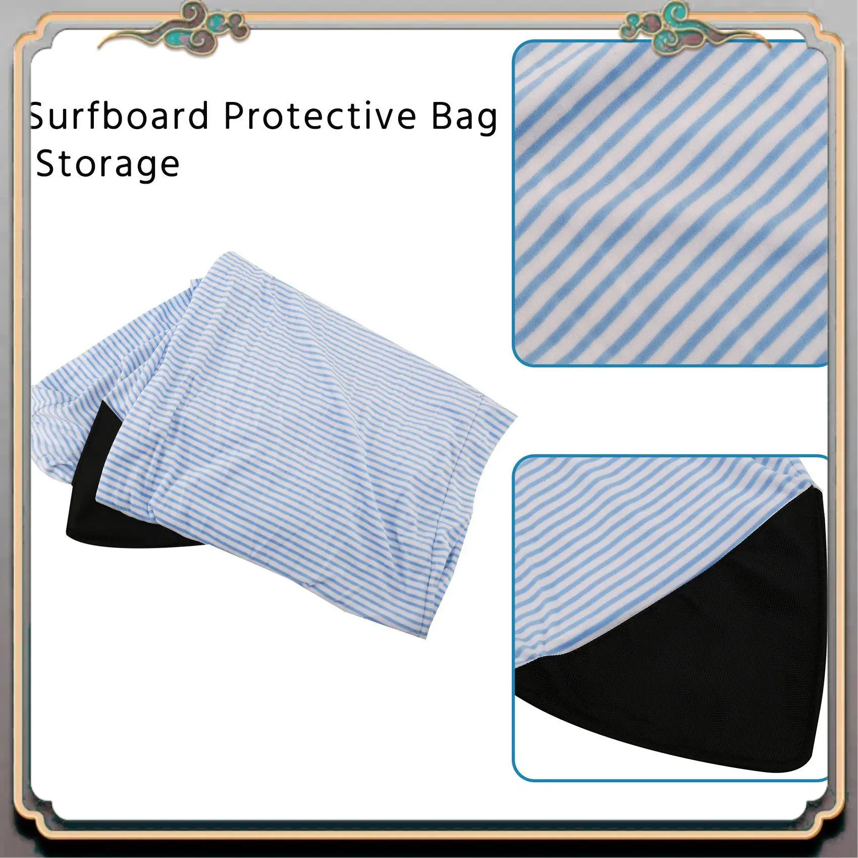 

Durable Surfboard Socks Cover 6Ft Blue And White Stripes Surf Board Protective Bag Storage Case