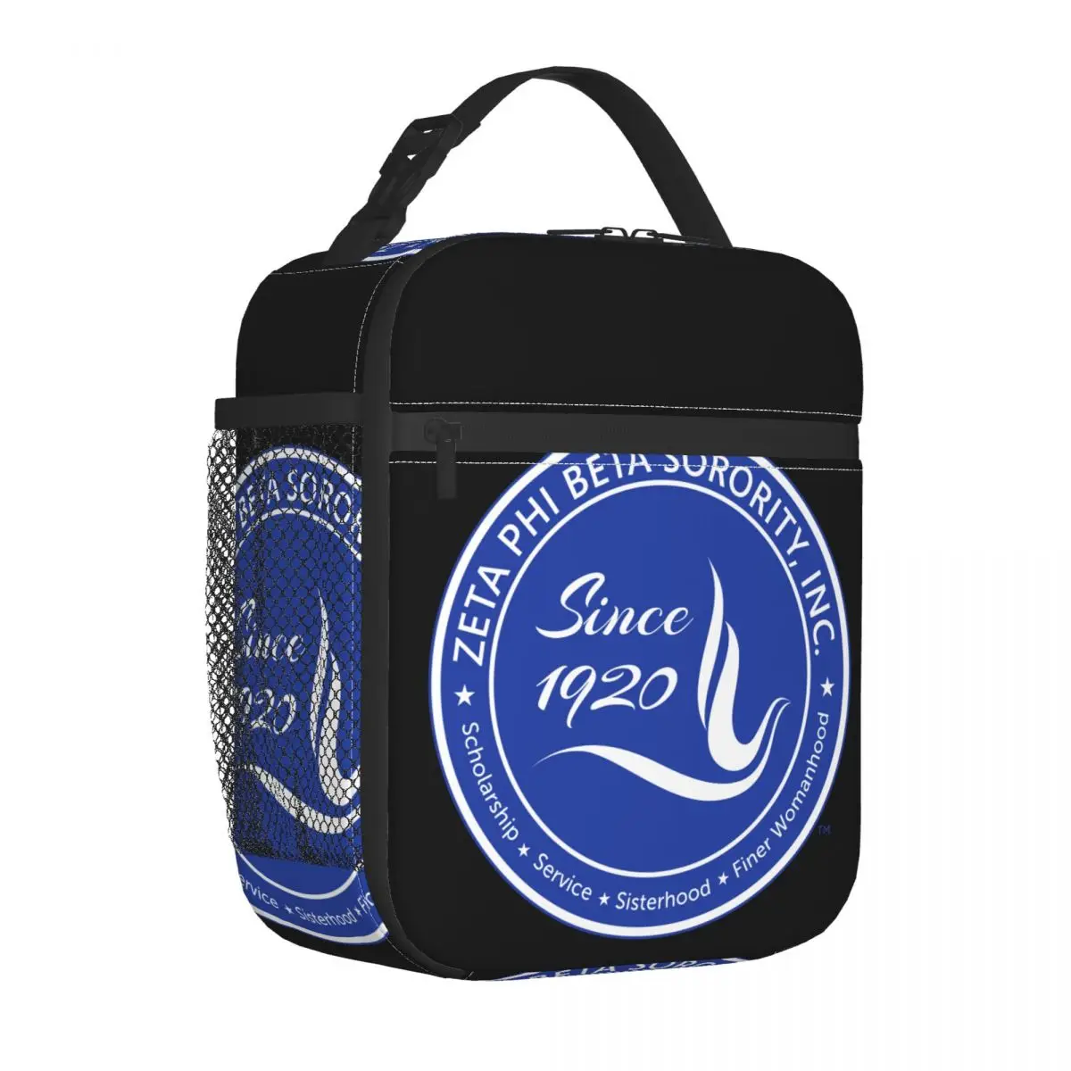 مخصص زيتا فاي بيتا شعار الأزرق حقيبة الغداء للنساء الحرارية برودة معزول بينتو صندوق الشاطئ التخييم السفر مقاوم للماء حمل الحقائب #2