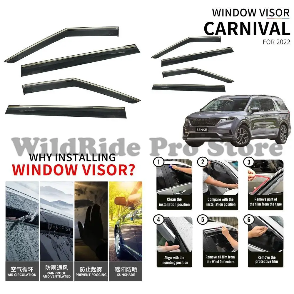 

1 set Kia Carnival 2022 Injection Deflector Computer Plus Stainless Steel Car Deflector Sun Visor