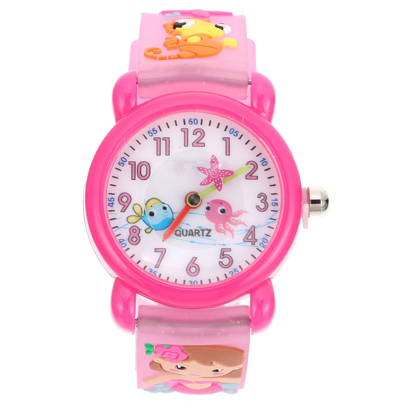 

Cartoon Watch Waterproof Kids Toddler Cute Quartz Silica Gel Mermaid Children Watches for School Students New Red Design