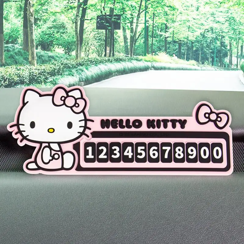 

Kawaii Car Modelling Temporary Parking Card Sanrio Hello Kitty My Melody Car Sticker Modelling Phone Number Card Car Accessories