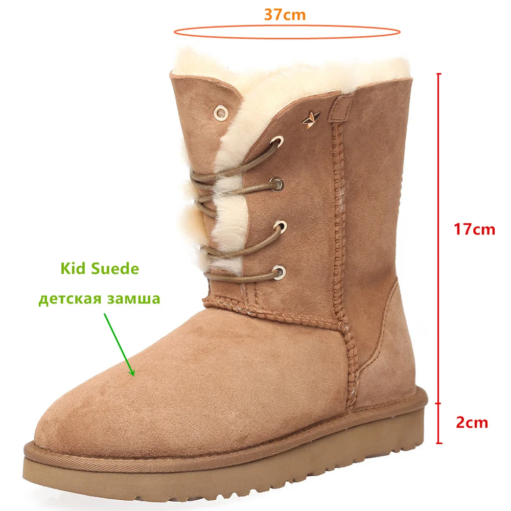 Aucegi New Women Round Toe Snow Ankle Boots Winter Wool Flat Thick Bottom Design Elastic Band Corss Tied Warmth Casual Shoes