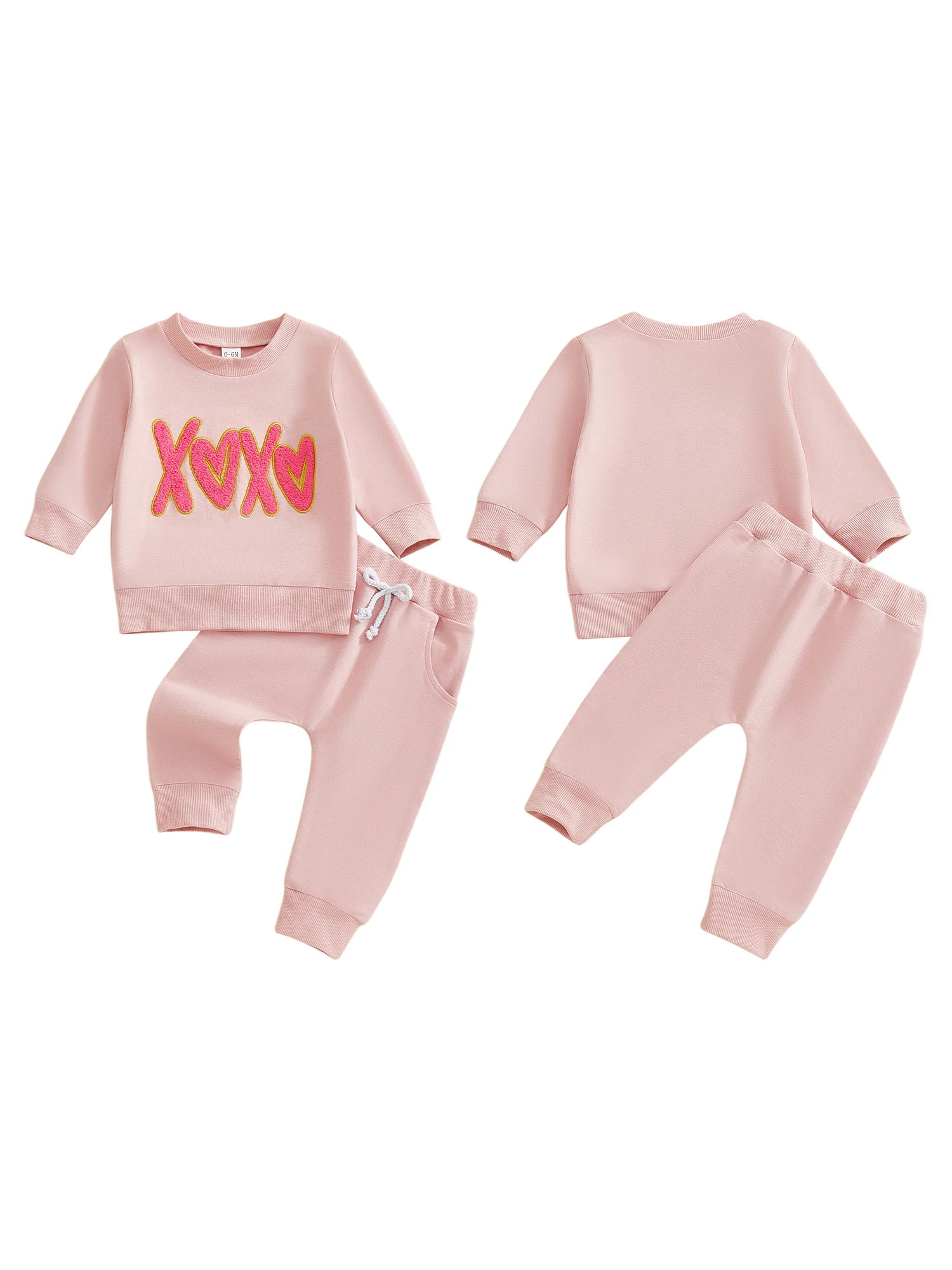 

Toddler Girl Valentine’s Day Dress Long Sleeve Heart Print Tunic Top Leggings Set Kids Outfit with Bow Headband