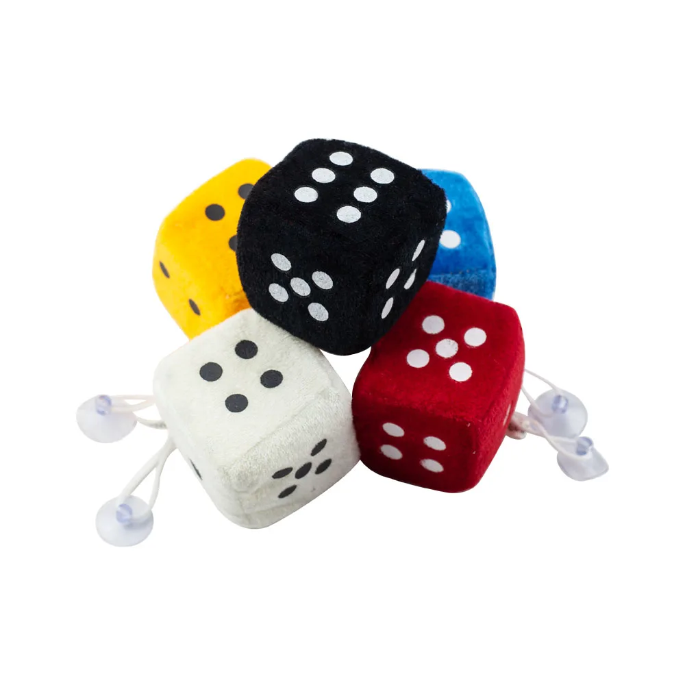 Car Plush Ornaments Plush Dice Toy Sucker Pendant Decompression Cartoon Dice Creative Gift Car Interior Decoration Accessories