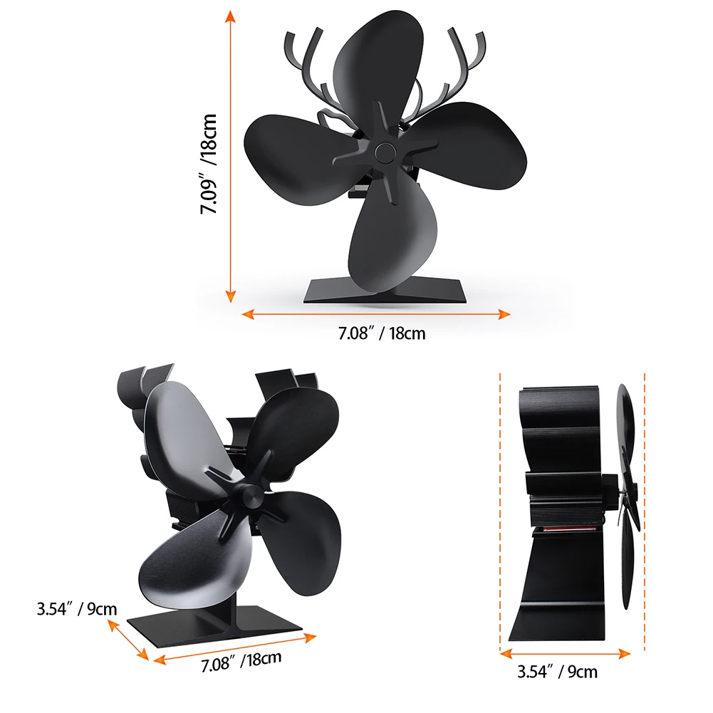 Automatic Overheating Protection in 4 Blade Fireplace Fan Designed to Improve Comfort and Efficiency of Wood Burning Stoves