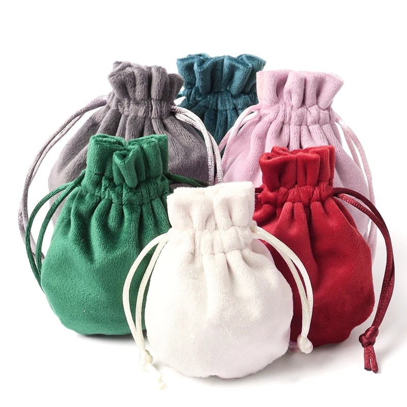 

10pcs New round bottomed velvet bundle pocket jewelry jewelry bag ring small batch flannelette bag jewelry collection pocket