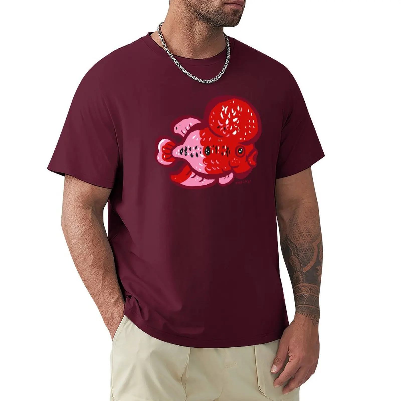 Flowerhorn cichlid T-Shirt sweat Short sleeve tee summer clothes graphics Men's cotton t-shirt