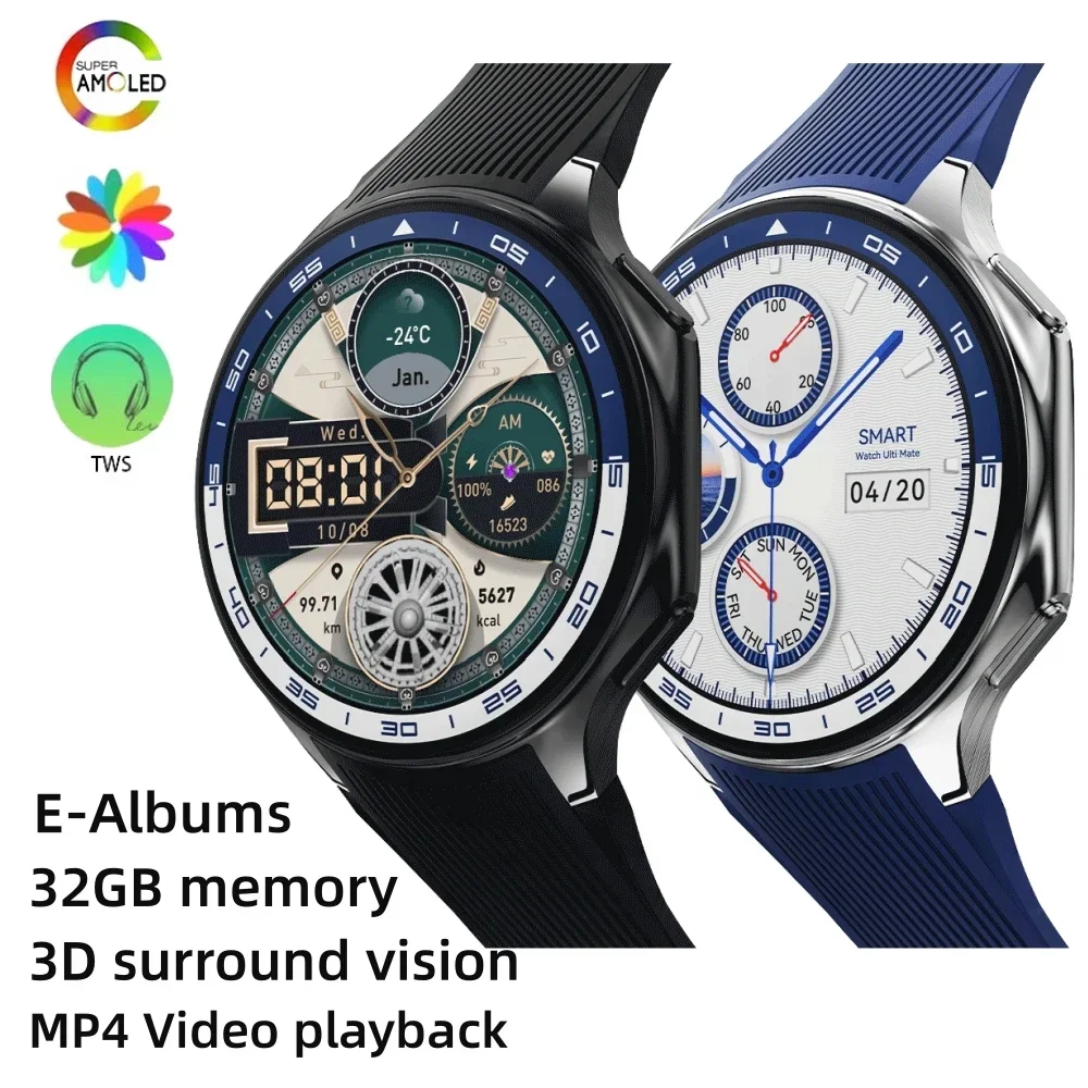 

2024 New Smart Watch Man's AMOLED 466*466 HD Screen BT Call Men Watch Compass GPS NFC Heart rate for men Smartwatch Men Clock