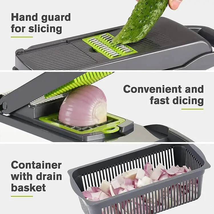 Wholesale Multifunctional 14 in 1 Fruit Vegetable Onion Slicer Dicer Spiralizer Shredder Hand Graters Vegetable Chopper Cutter