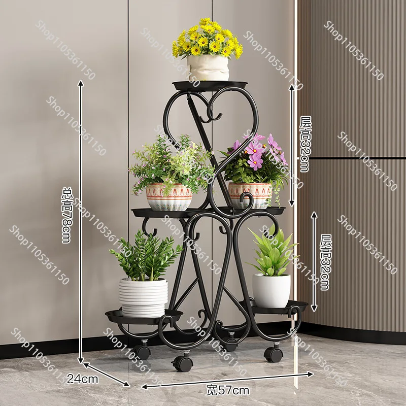 

Rotate Indoor Multilayer Flower Pot Rack Iron Window Sill Succulent Portability Balcony Modern Simplicity Plant Stand Outdoor G