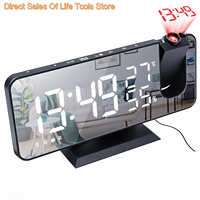 Radio LED Digital Smart Alarm Clock Watch Table Electronic Desktop Clocks USB Wake Up Clock with 180° Time Projector Snooze