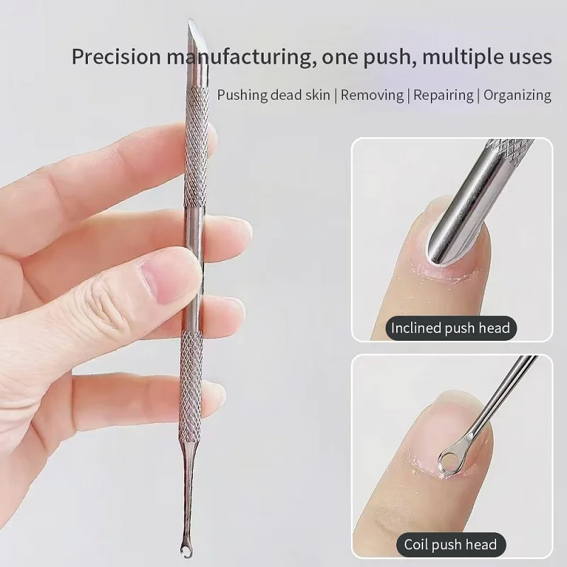 جديد مسمار مزدوج نهاية استخدام دائرة الفولاذ المقاوم للصدأ مشطوف رئيس انتهازي للبشرة مزيل مانيكير العصي أداة مسمار أداة فنية #4
