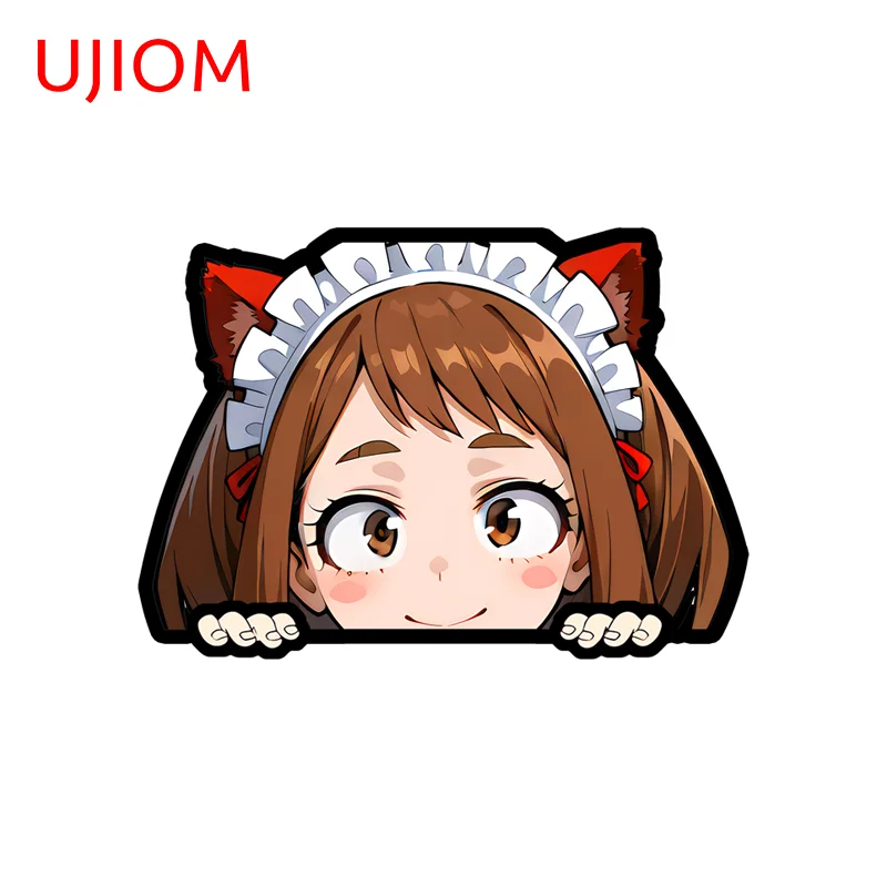 UJIOM Uraraka Ochako Wall Sticker Maid Uniform Peek Ahegao Occlusion Scratch Decal Adhesive Bedroom Bathroom Decorations