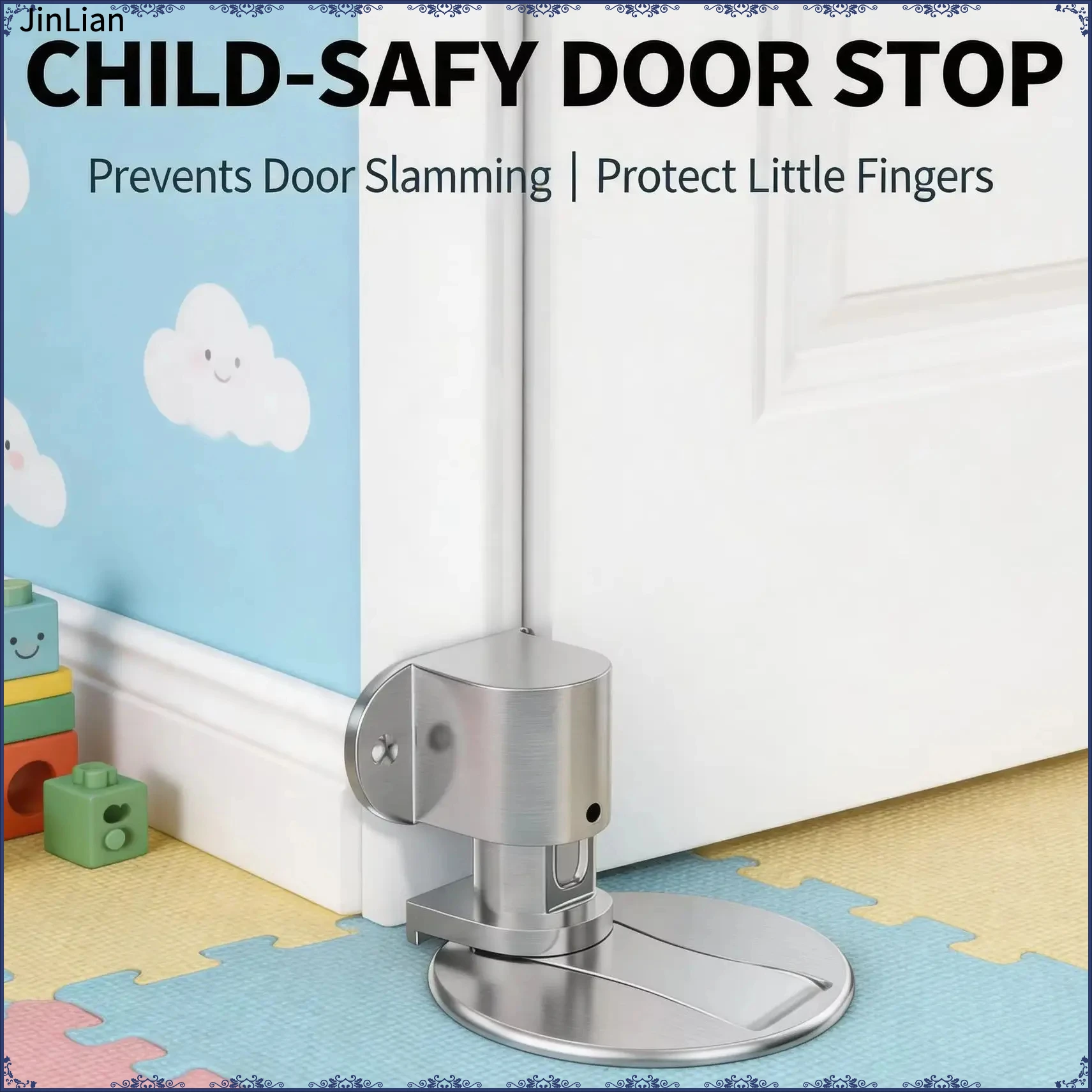 Adjustable Stainless Steel Door Stop Punch-free Strong Magnetic Anti-collision Door Stopper Invisible Bathroom Floor Door Stop