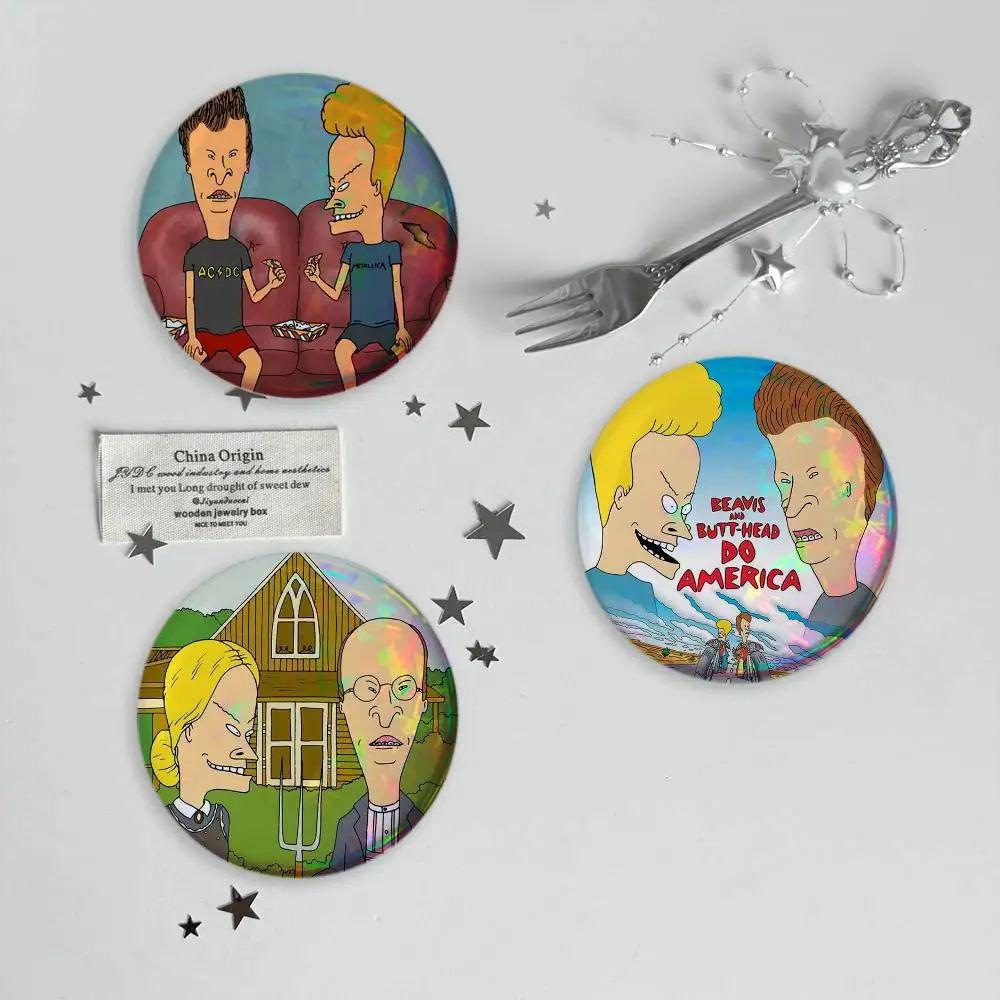 B-Beavis and Butt-head Brooches Cartoon Badge Pins Backpack Hat Accessories Friend Gift