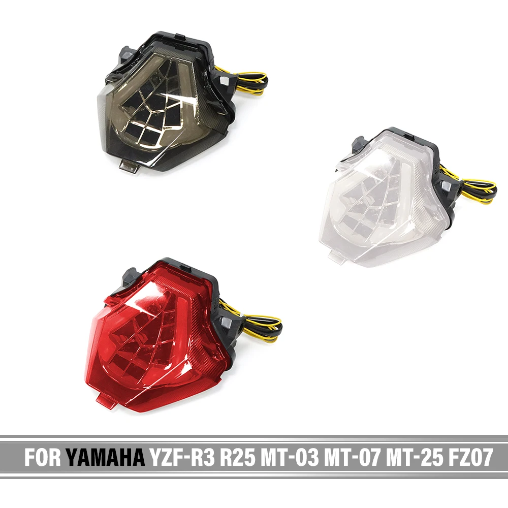 For Yamaha YZF-R3 R25 MT-03 MT-07 MT-25 FZ07 2014-2017 LED Integrated Rear Brake Stop Tallights Turn Signal Flasher Indicator