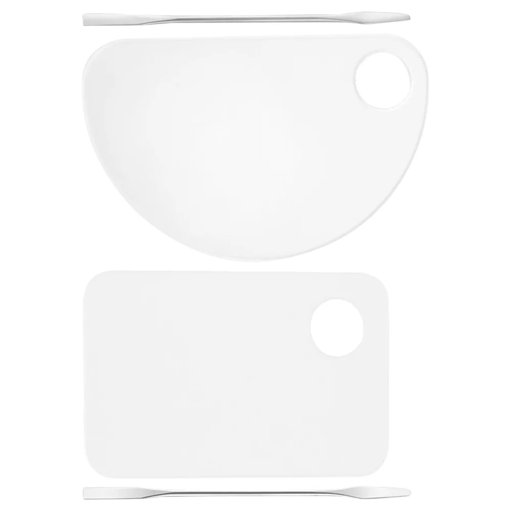 2 세트 메이크업 믹싱 팔레트 세트 투명 재사용 가능한 블렌딩 트레이 파운데이션 아이섀도우 컬러 믹싱 도구