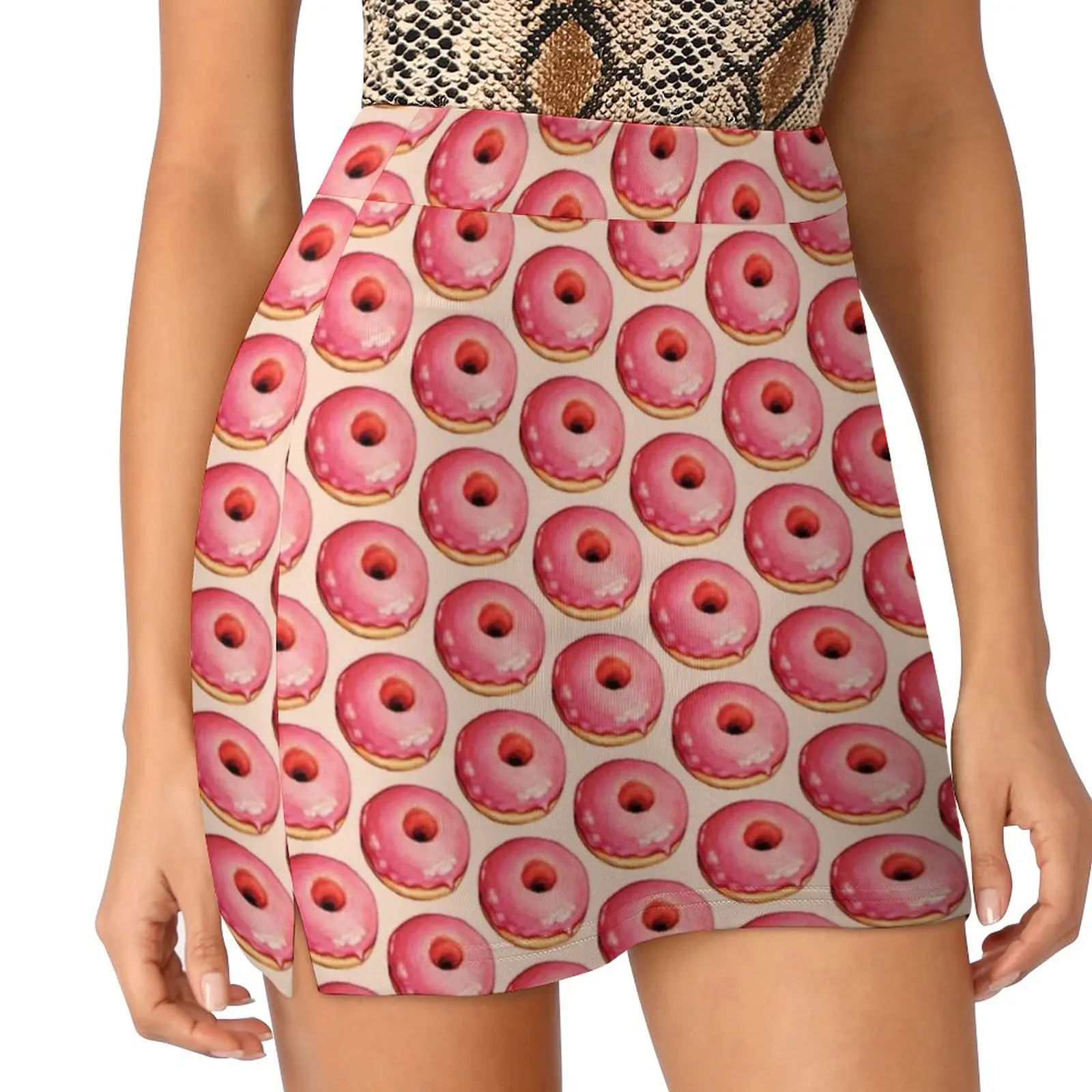 Aardbei Donut Patroon Vrouwen Rok Met Verbergen Pocket Tennis Rok Golf Rokken Badminton Rokken Running Rokken Voedsel Donut