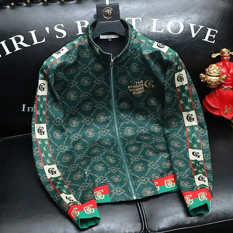 Light luxury men's trendy brand spring and autumn new jacket casual jacket trendy handsome design sense European goods