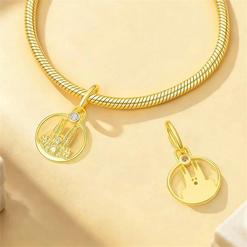 2026 New 925 Sterling Silver Holiday Building Charms Pendant CZ Zircon Dangle Fit 3mm Original Bracelet DIY Women Jewelry Gifts