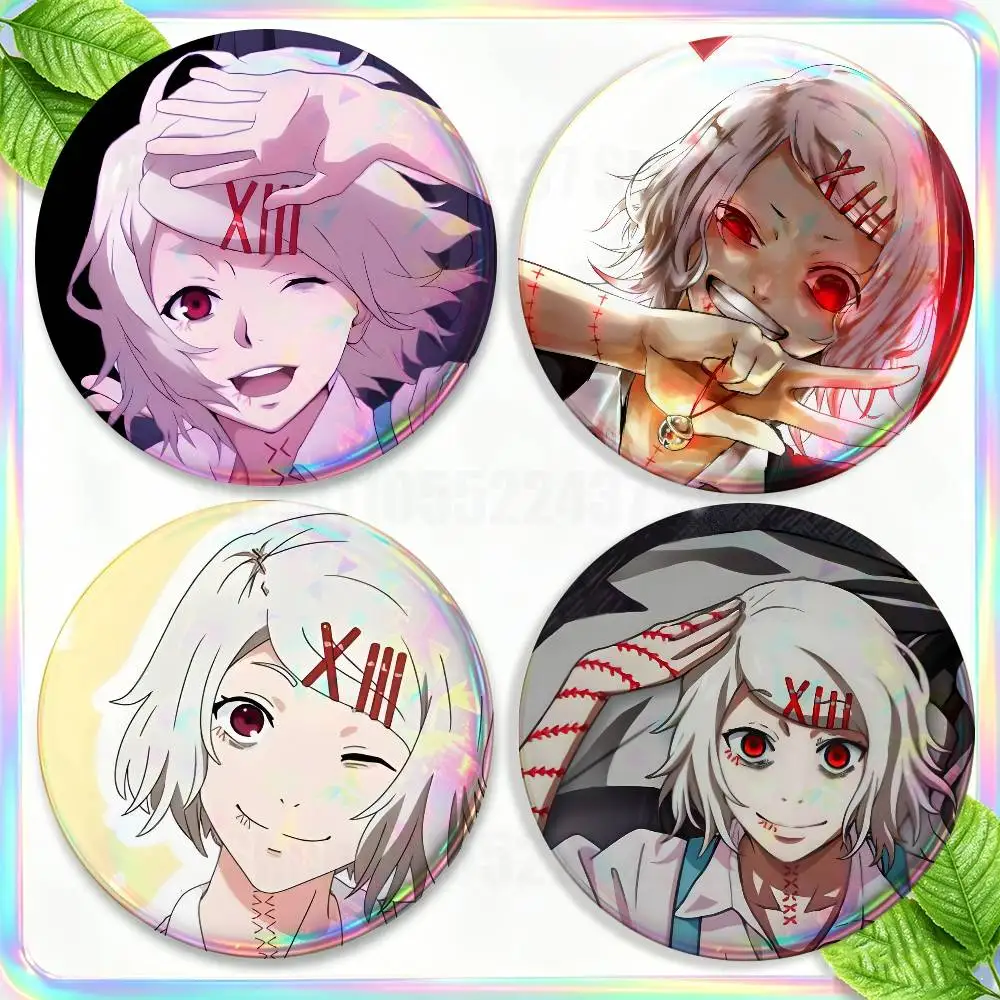 

Cartoon J-Juuzou S-Suzuya Brooches for Backpack Accessories 25,32,44,58,75mm Round Enamel Pins 2-piece set Cartoon Anime Badge
