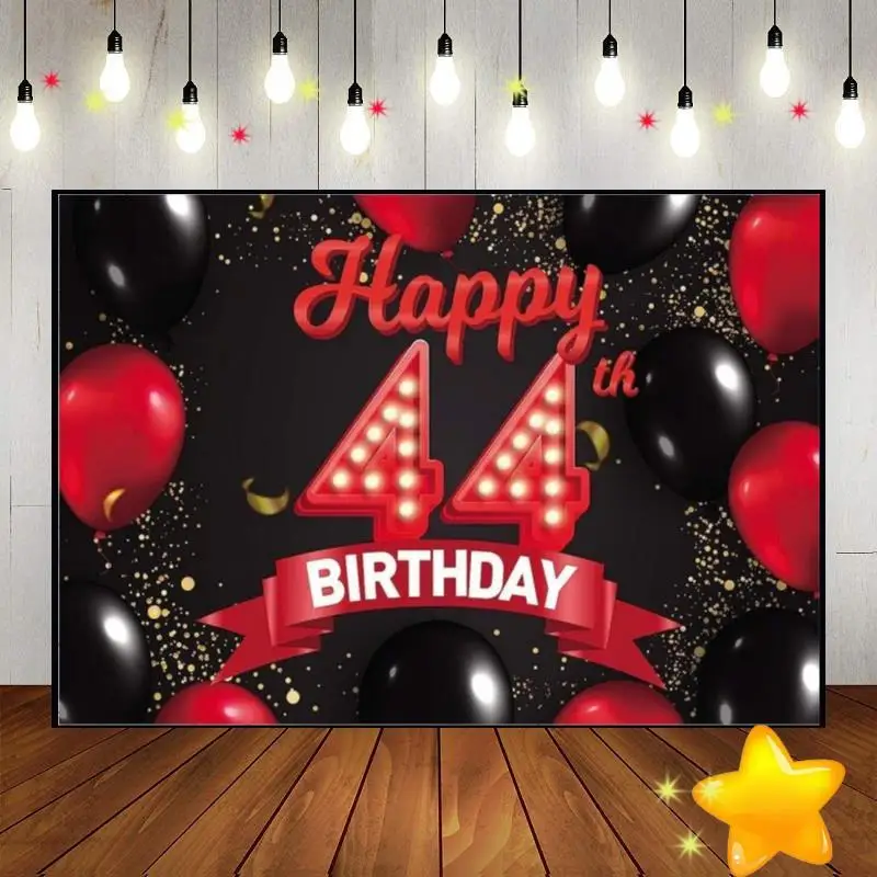 Happy 42/43/44/45/50th Birthday Background Photography Red Custom Backdrop Party Backdrops Route 66 Photo Artistic Decoration