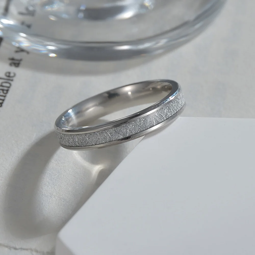 2022 New 4mm Women's Stainless Steel Wedding Ring Opal Meteorite Abalone Shell Ring Jewelry for Women's