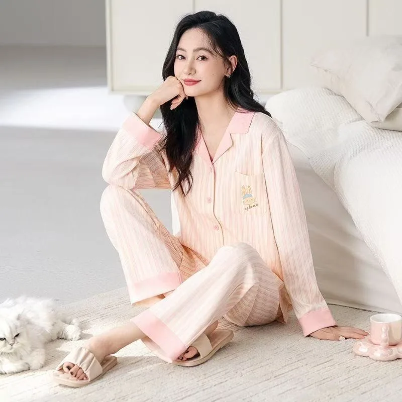 Damen-Pyjama in Übergröße, süßes, modisches Pyjama-Set mit Aufdruck, 2-teilig, Reverskragen, Neu Frühjahr 2026, Oversized Loungewear für Damen – Detail 6
