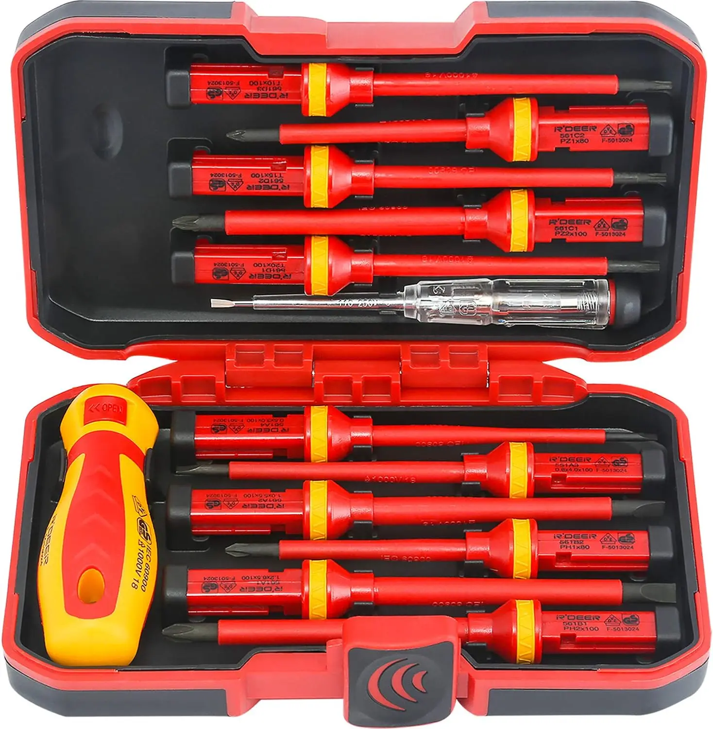 

13-Piece Insulated Screwdriver Set, 1000V Cr-V Magnetic, Slotted, Phillips, Pozidriv, Torx, Electrician Tool Kit