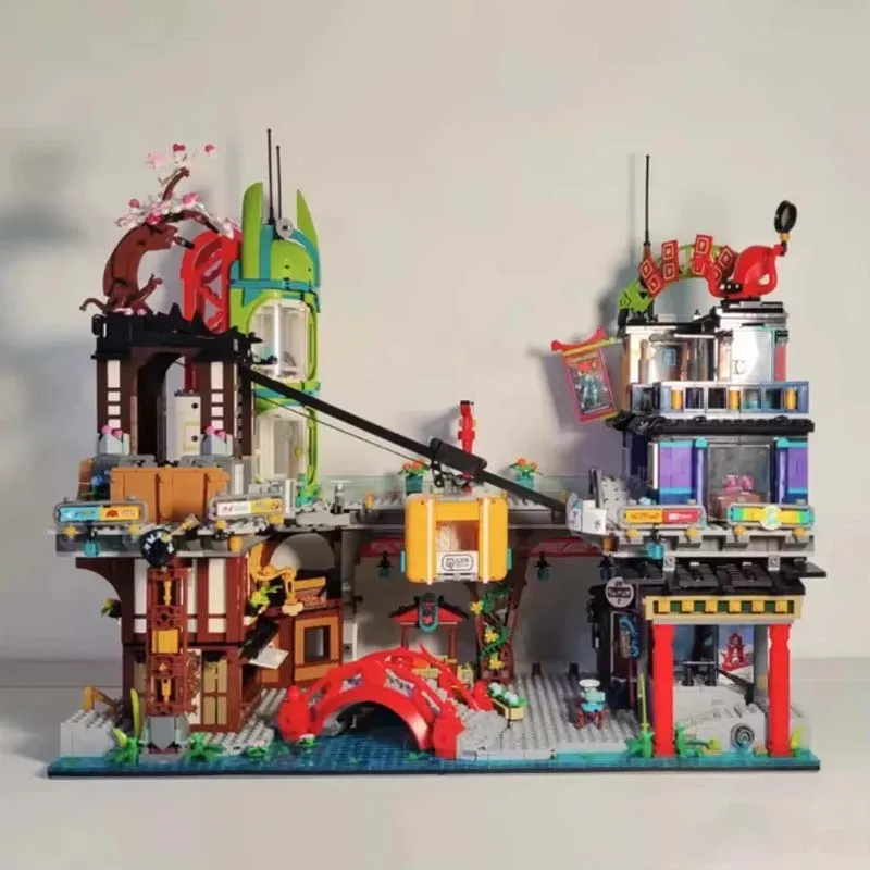 En stock 6163 pièces avec figurines compatibles 71799 City Markets City Gardens Briques de construction Jouets Cadeau d'anniversaire pour enfants